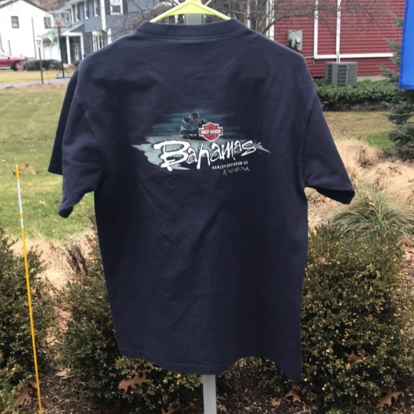 Harley Davidson Bahamas, Navy Blue , Men's Size Medium, Short Sleeve Henley Tee - Picture 4 of 6